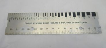 Hochwertiges Rissbreitenlineal aus Edelstahl mit eigener Beschriftung