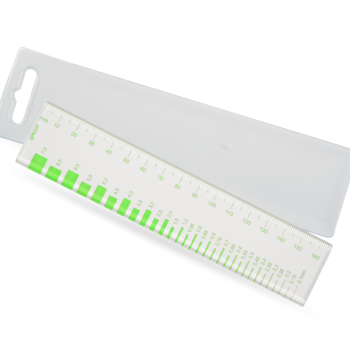 Risslineal aus Acryl mit grüner Schrift