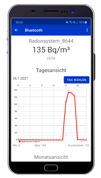 Auslesen aller Daten per App und Bluetooth